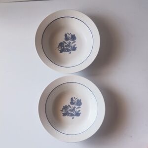 VTG. 2 Pfaltzgraff Yorktowne, Blue Floral Stoneware, Soup/Cereal Bowls.